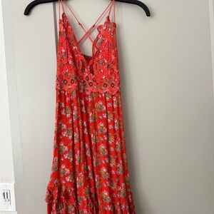 Free People Red Floral Mini Dress